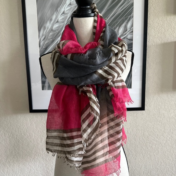 OLD NAVY Scarf  Sheer Stripe Liner Coral - Picture 1 of 7